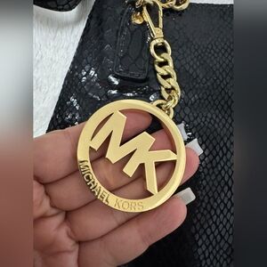 MICHAEL KORS black and gold Snake Pattern Shoulder Bag